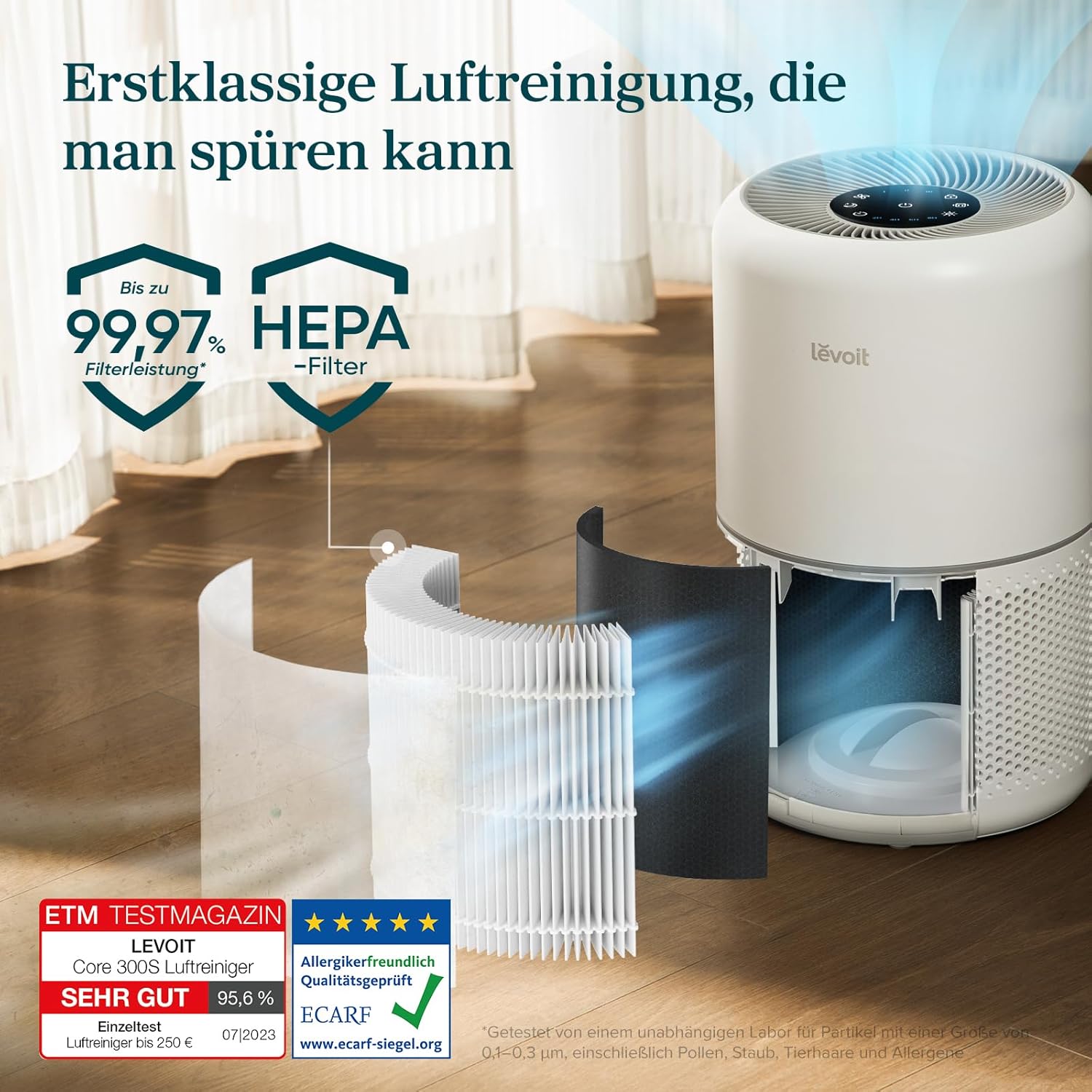 Detalle de LEVOIT Core 300S Luftreiniger 240 m³/h 🌬