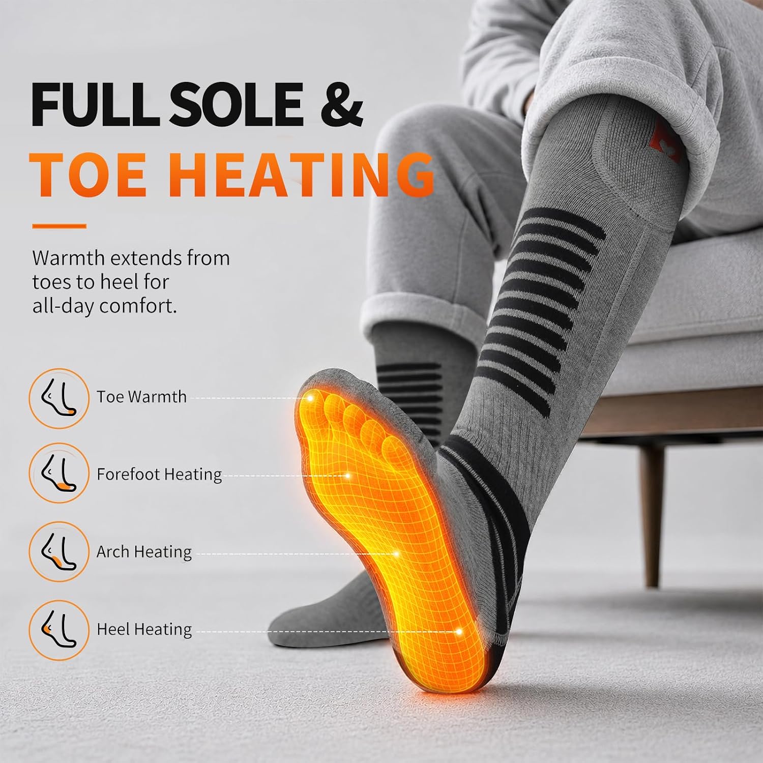 Detalle 2 de PEKWZIZ Rechargeable Heated Socks with 6000mAh Batteries and Whole-Sole Heating