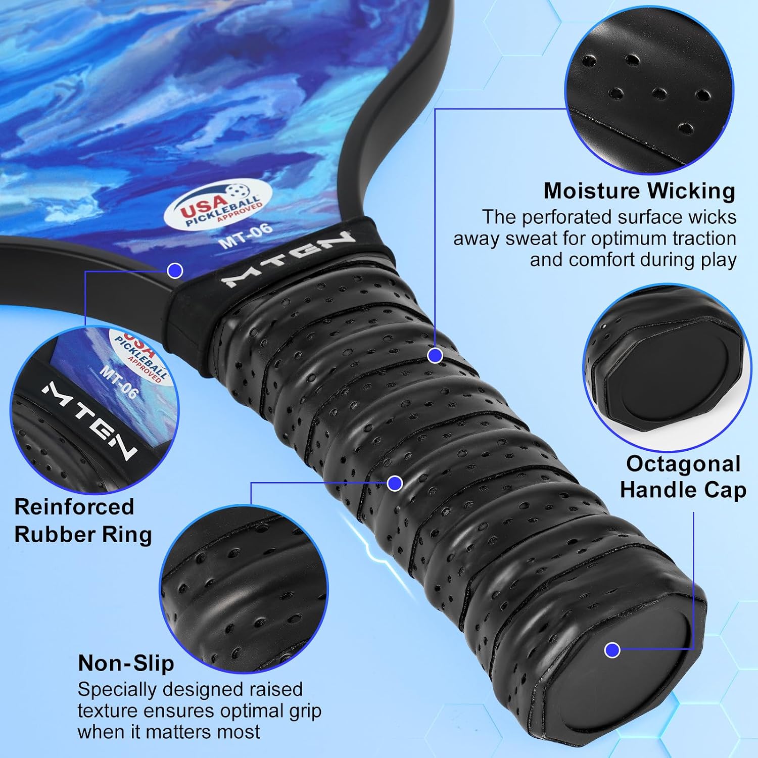 Thumbnail 3 de MTEN Pickleball Paddle Set, 2 USAPA-Approved Fiberglass Paddles