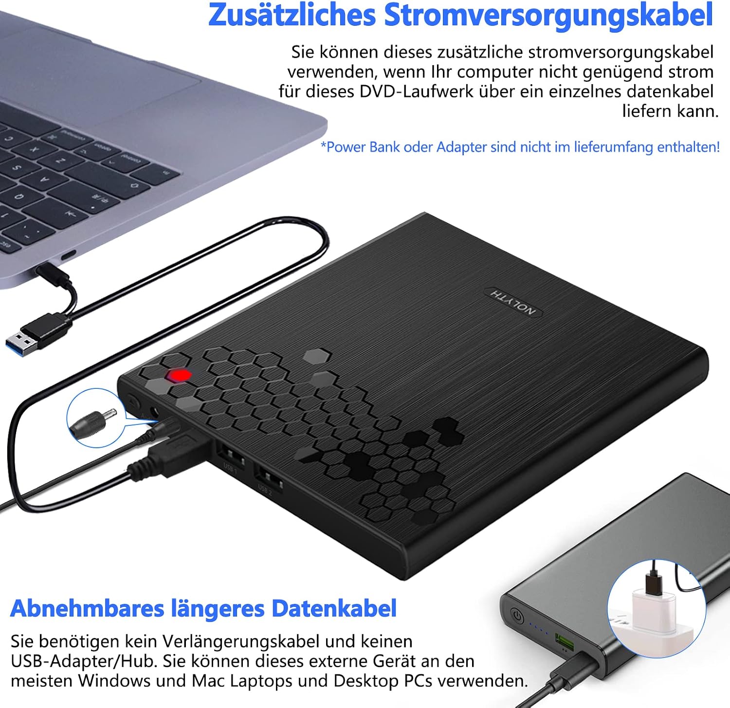 Detalle 1 de NOLYTH Externes DVD-Laufwerk USB C
