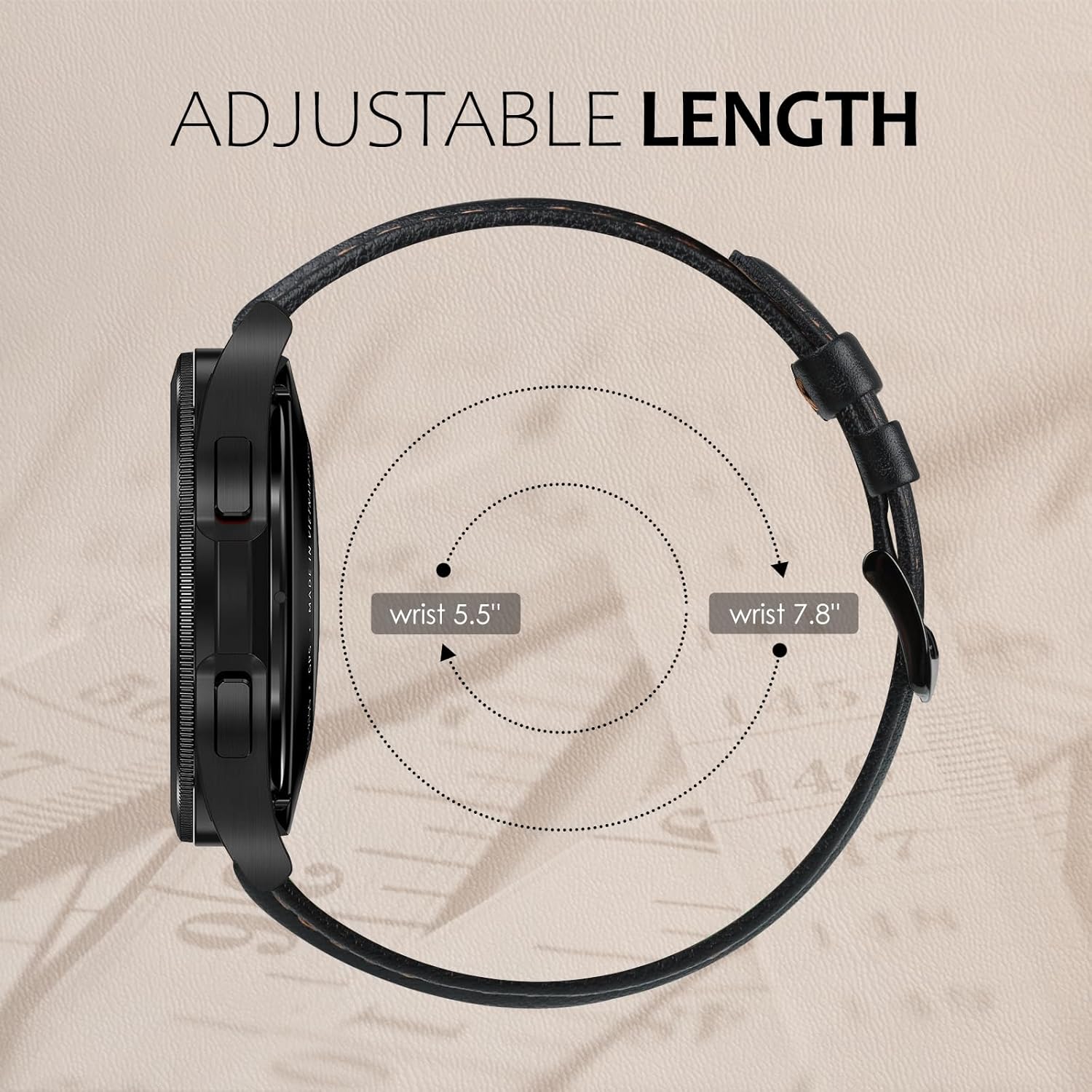 Thumbnail 6 de Tuocal 22-mm Lederarmband (Echtleder) für Samsung Galaxy Watch 3 / Gear S3 / Huawei Watch GT 3 – Schnellverschluss, Schwarz