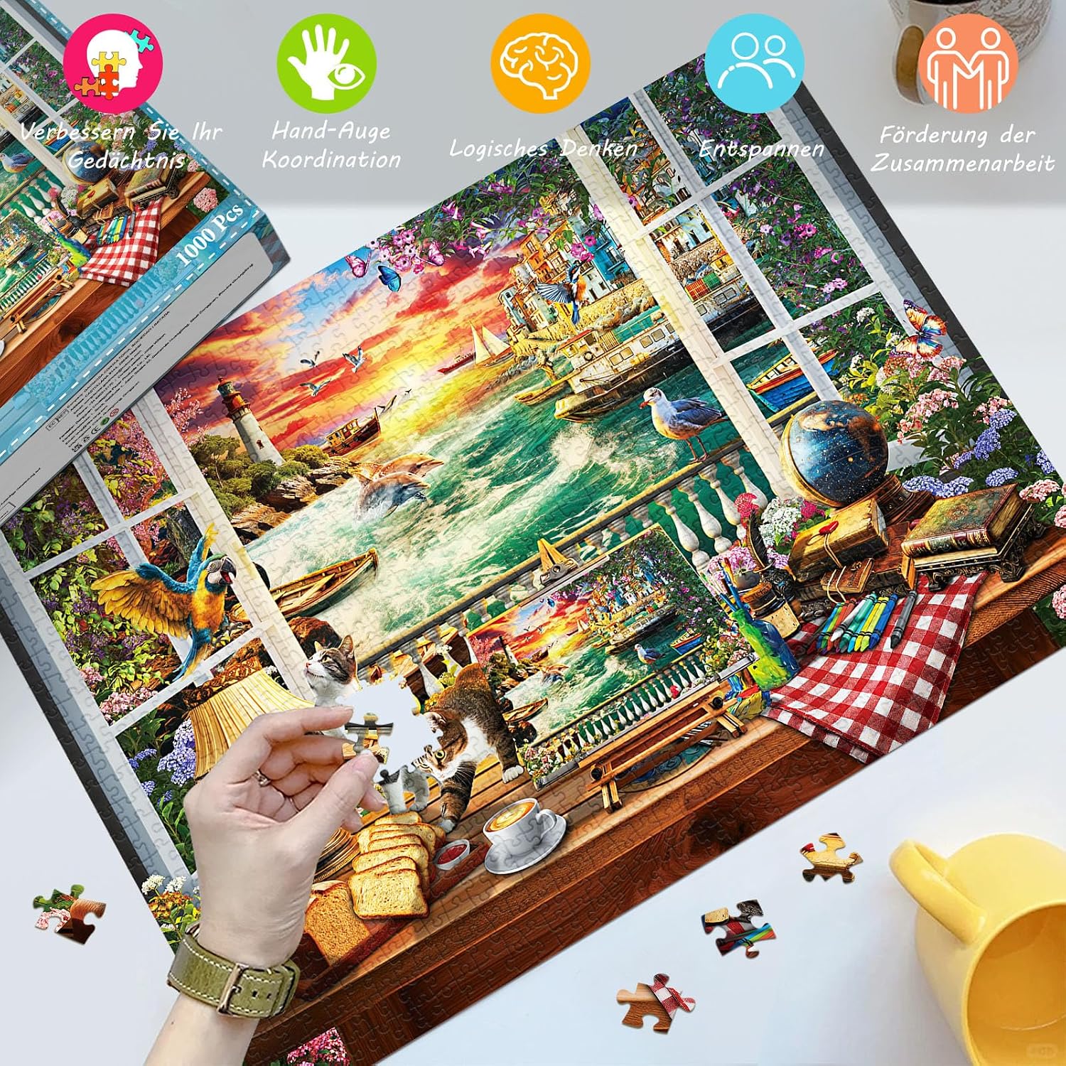 Thumbnail 1 de HUADADA Puzzle 1000 Teile Wildnis am Seeufer – Puzzle für Erwachsene, 70 × 50 cm