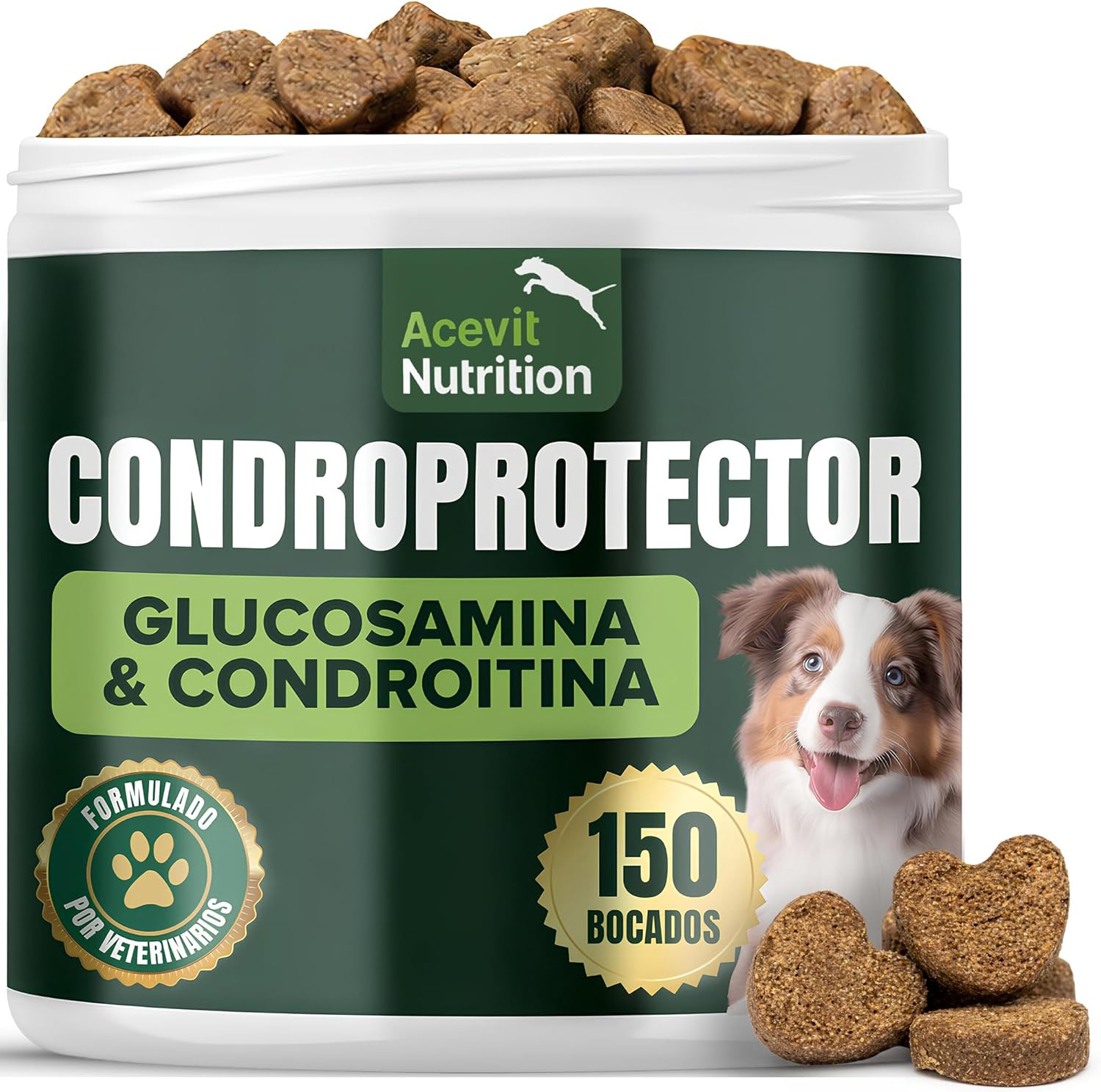 Detalle de Acevit Nutrition Condroprotector para Perros 100% Natural (150 uds) con glucosamina, condroitina y MSM