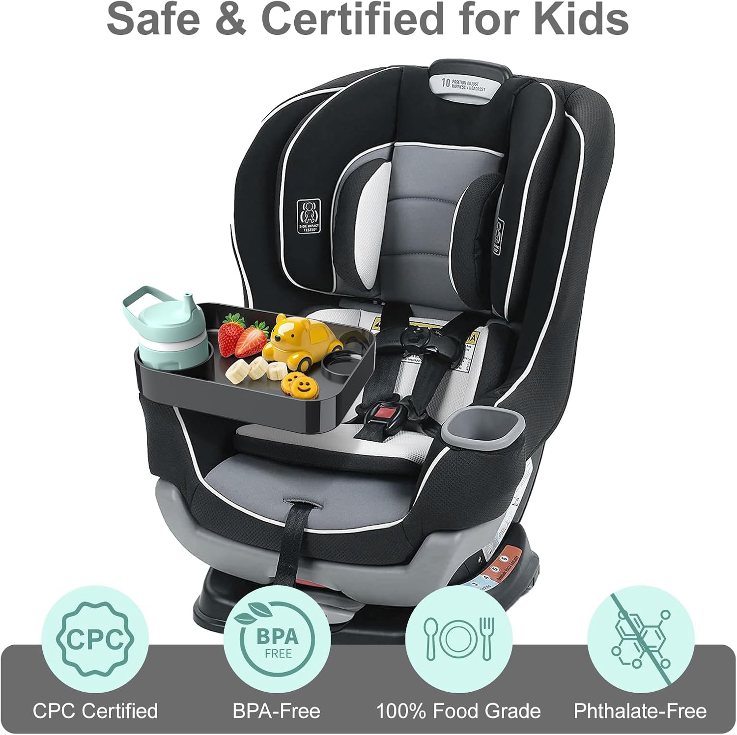 Thumbnail 6 de DOKNAAM Cup Tray-10 Kids Car Seat Tray with 3-Inch Cup Holder and Dip Well