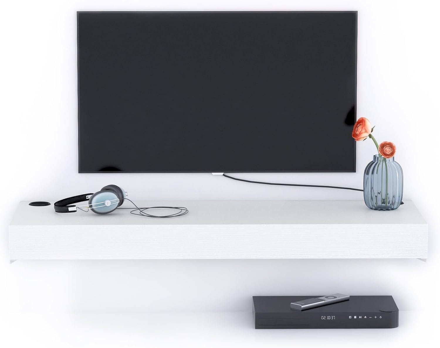 Thumbnail 1 de Mobili Fiver Evolution 120x40 — Support TV mural en Frêne Blanc avec chargeur sans fil (Made in Italy)