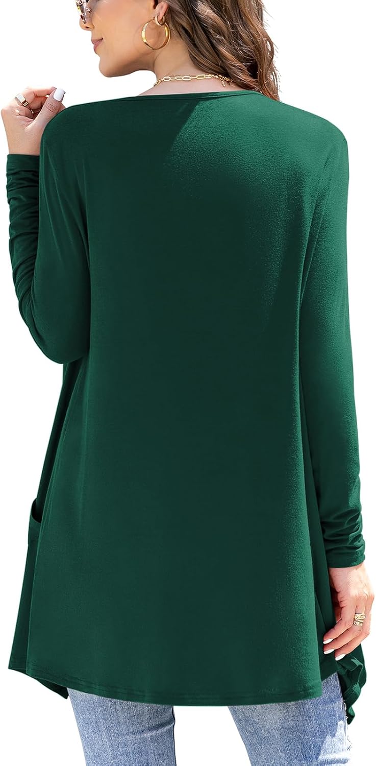 Detalle 2 de Veryoung Black Women's Lightweight Cardigan with Pockets and High-Low Hem