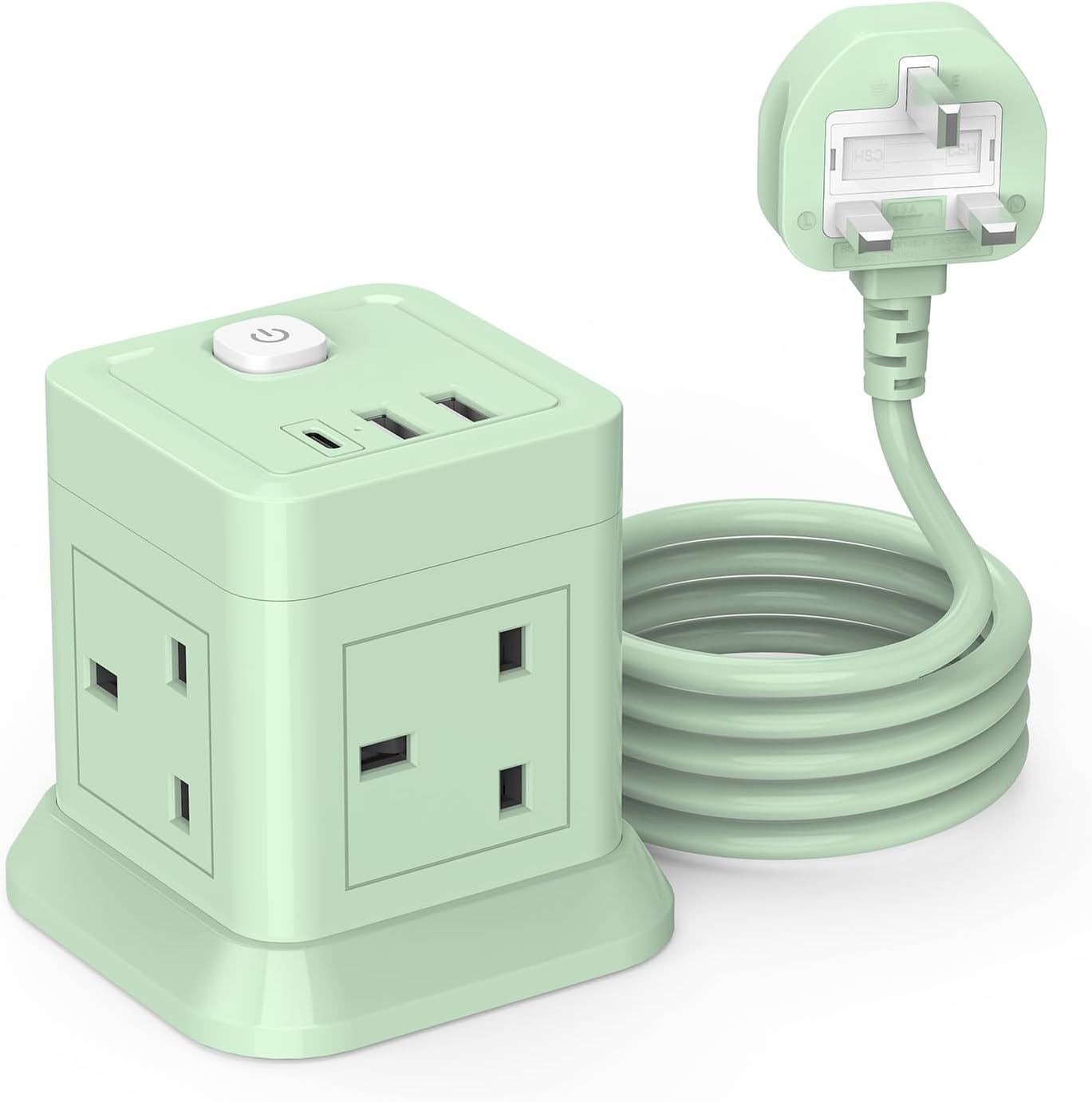Detalle de 3M Extension Lead Cube With USB – 4 AC Outlets, 3 USB Ports and 3m Extension Cable