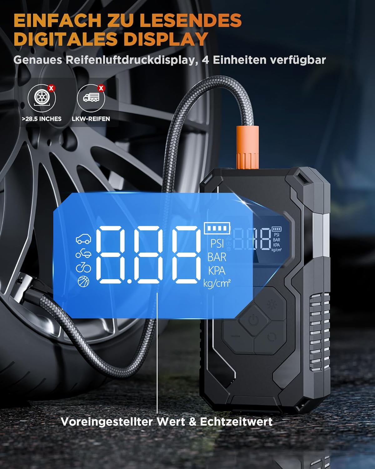 Thumbnail 3 de Tiiletzote Elektrische Luftpumpe 150 PSI Reifenpumpe ⛽️