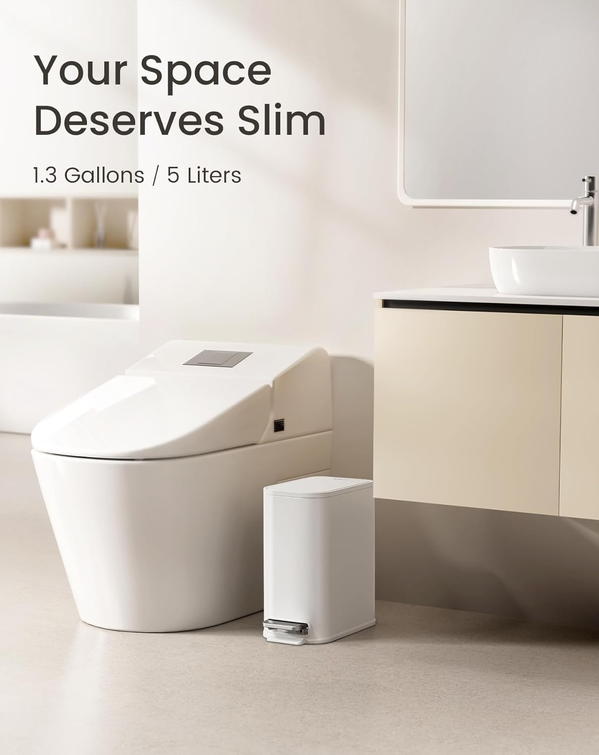 Detalle 2 de Cesun Small Bathroom Trash Can 1.3 Gal
