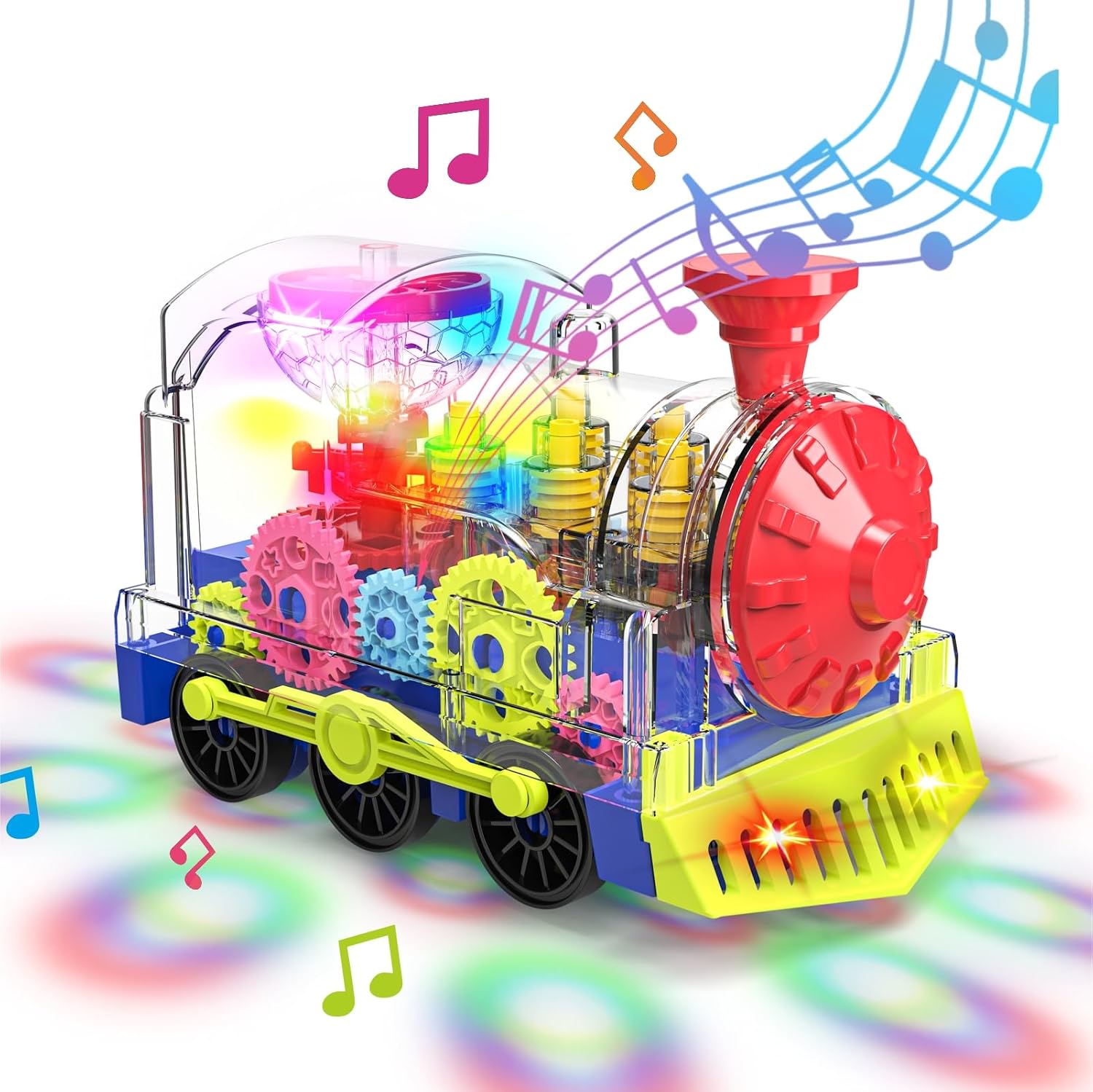 Detalle de Kizeefun R05 Transparent Gear Train Toy with Lights, Music and 360° Rotation
