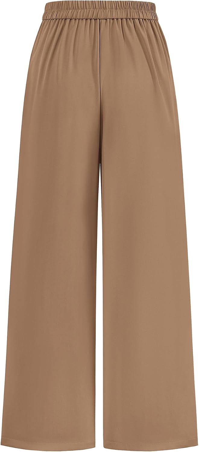 Detalle de KIRUNDO Wide Leg Dress Pants for Women: High-Waisted Palazzo Trousers for Work & Beyond