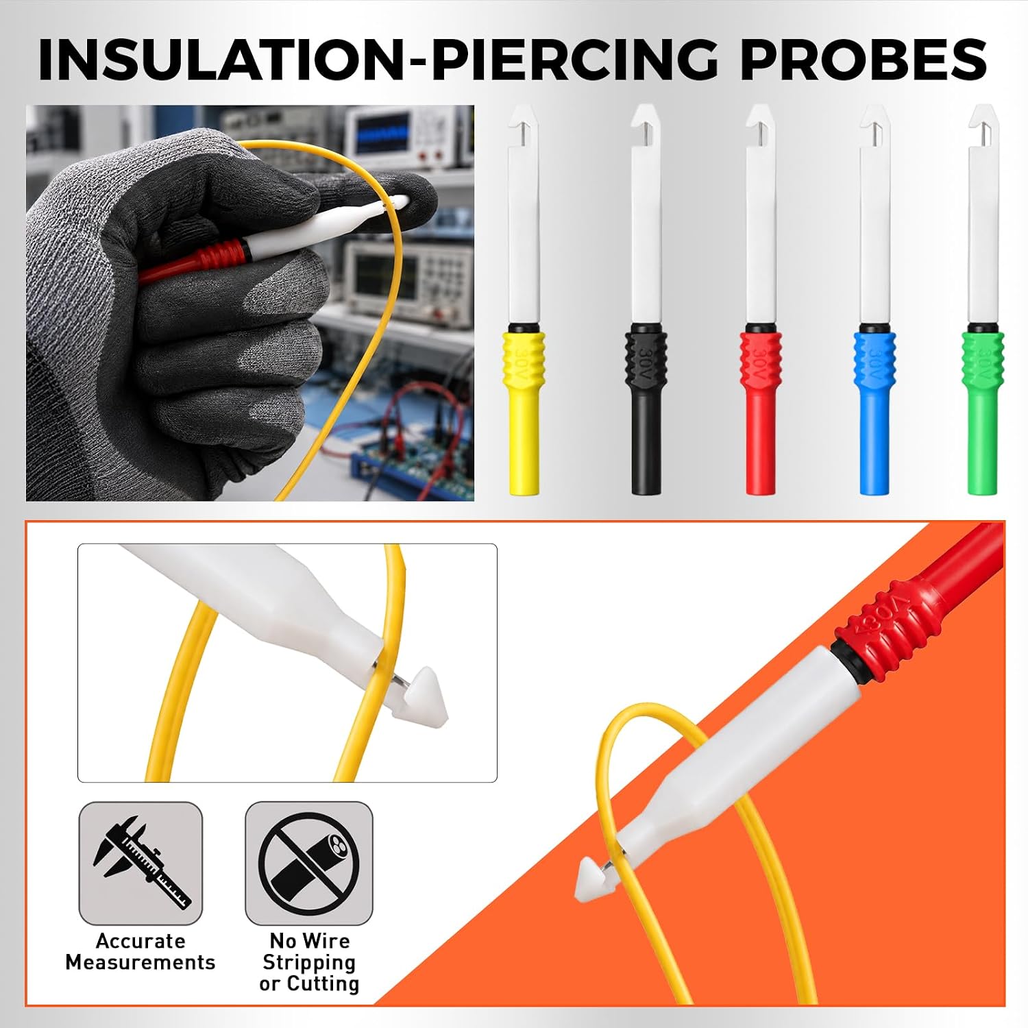 Thumbnail 5 de HORUSDY 86845 30-Piece Back Probe Kit with Multimeter Leads and Piercing Probes