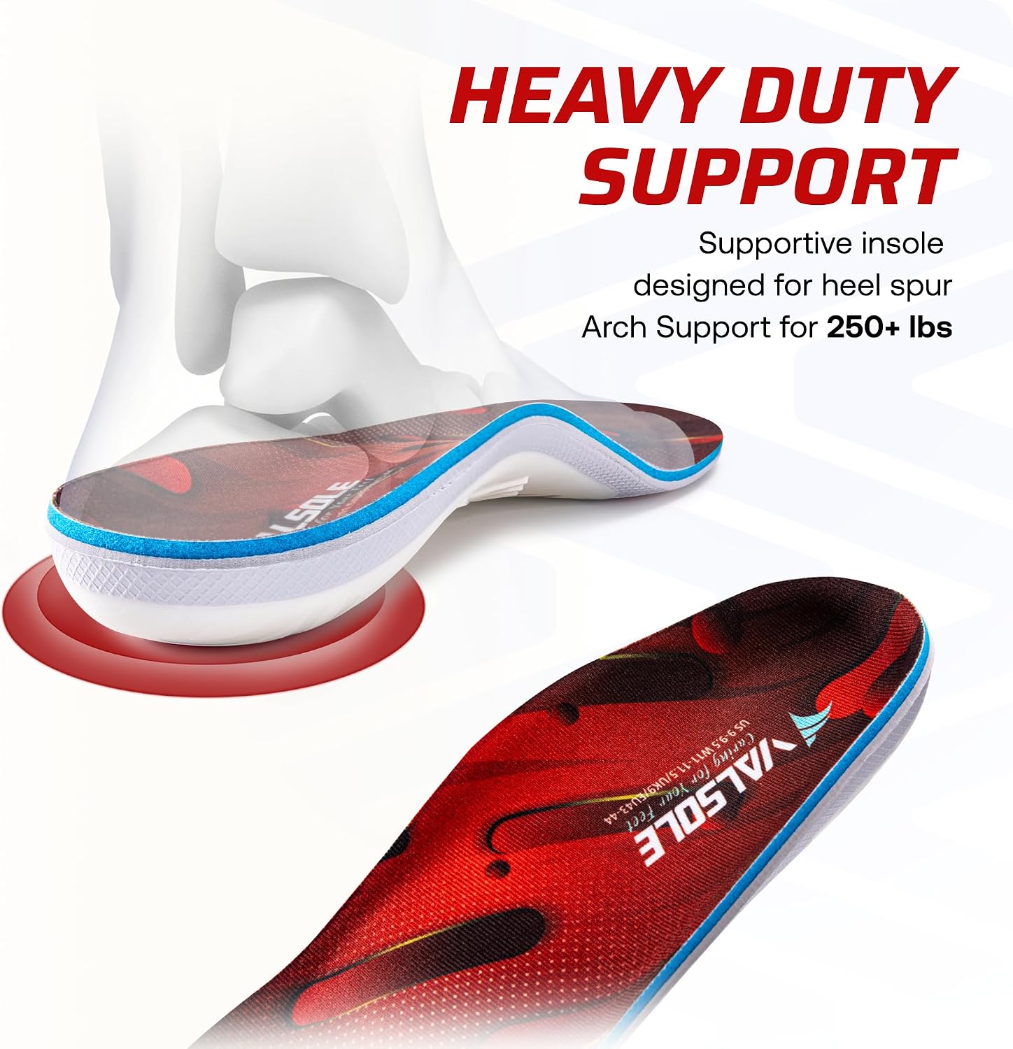 Detalle de VALSOLE Orthotic Insoles for 250+ lbs