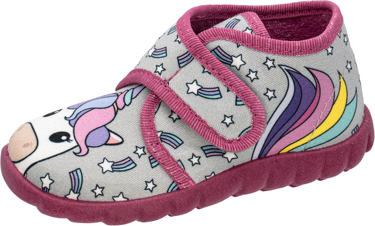 Detalle de Fischer Kinder Hausschuh Mädchen Stiefel Allover Muster Flexi – zuverlässiger Klettverschluss, PVC-Laufsohle