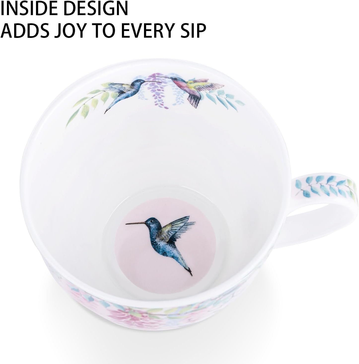 Thumbnail 4 de Spring Hummingbird Hug Mug - 20oz Pink Bone China by Harvest Green Studio