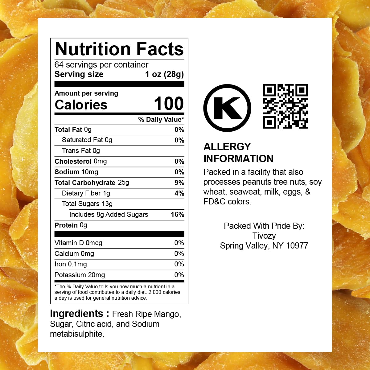 Thumbnail 1 de TIVOZY Dried Mango Slices, Soft and Chewy Vegan, Gluten-Free Snack