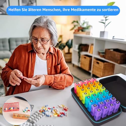 Detalle de Monatlicher Pillen-Organizer 31 Tage – Yuehuamech, 3 Fächer pro Dose