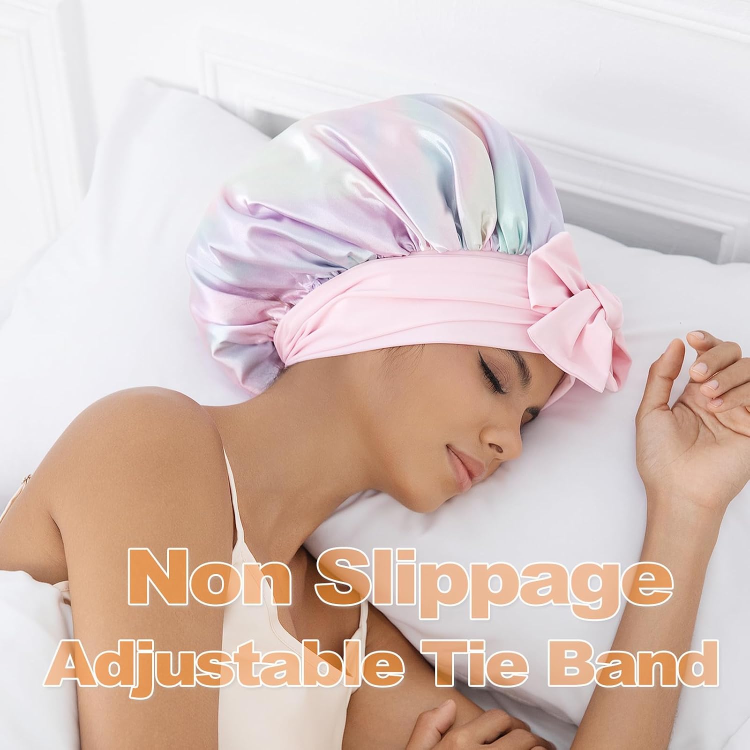 Thumbnail 3 de GDTOGRT Double-Layer Satin Silk Bonnet for Sleeping (Reversible, Tie Band)