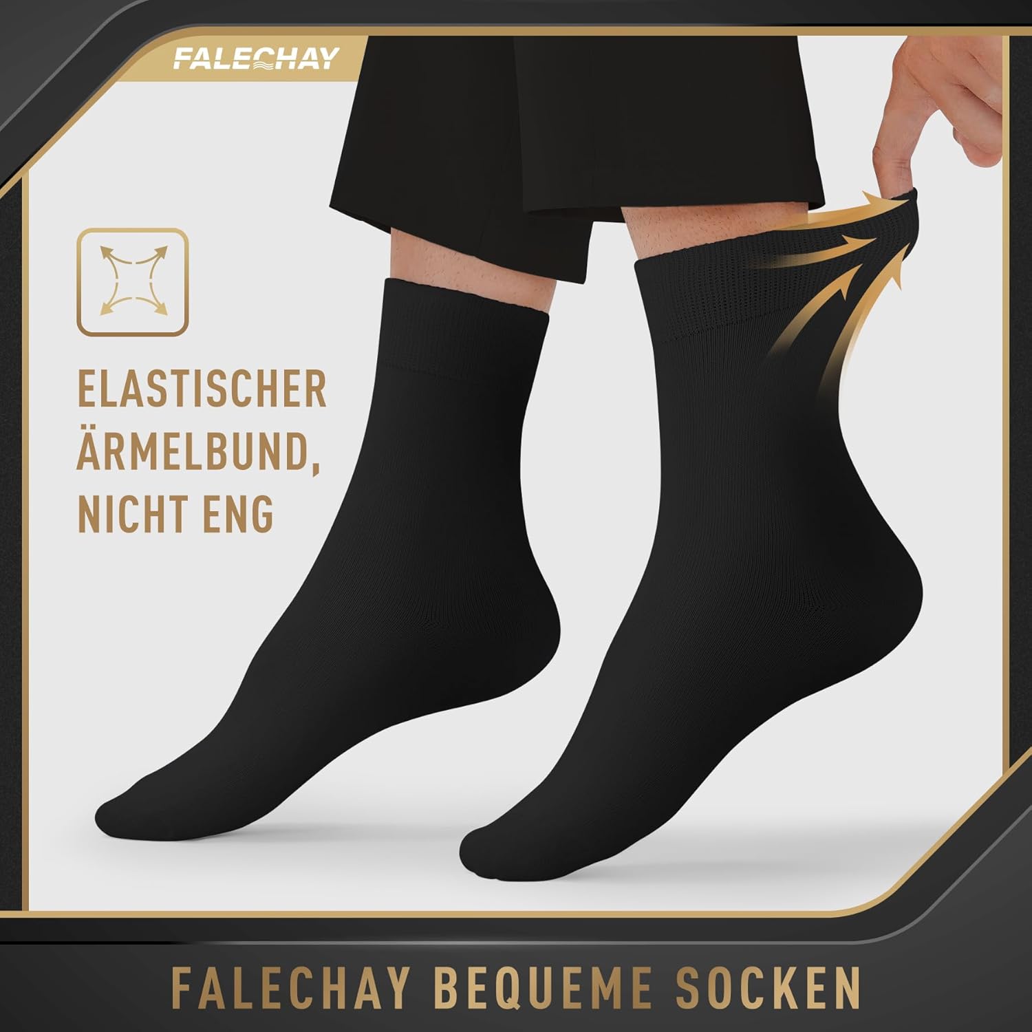 Thumbnail 3 de Falechay Herren Sportsocken (12 Paar) – klassische schwarze Socken aus atmungsaktiver Baumwolle