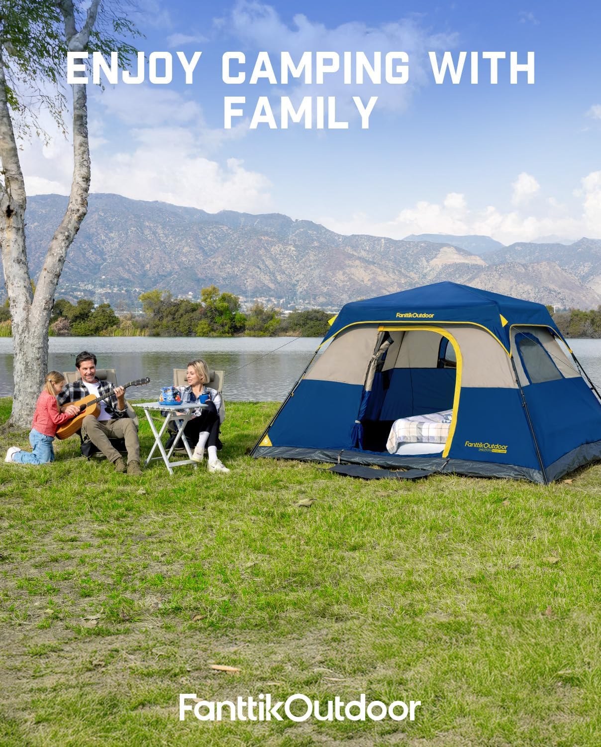 Thumbnail 6 de FanttikOutdoor Instant Cabin Camping Tent (4/6/8/10 Person) in Navy Blue — Rainfly, Windproof Setup in 60 Seconds