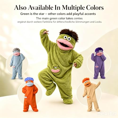 Thumbnail 3 de Generic Green Monster Onesie Pyjamas, Plush Hooded One-Piece