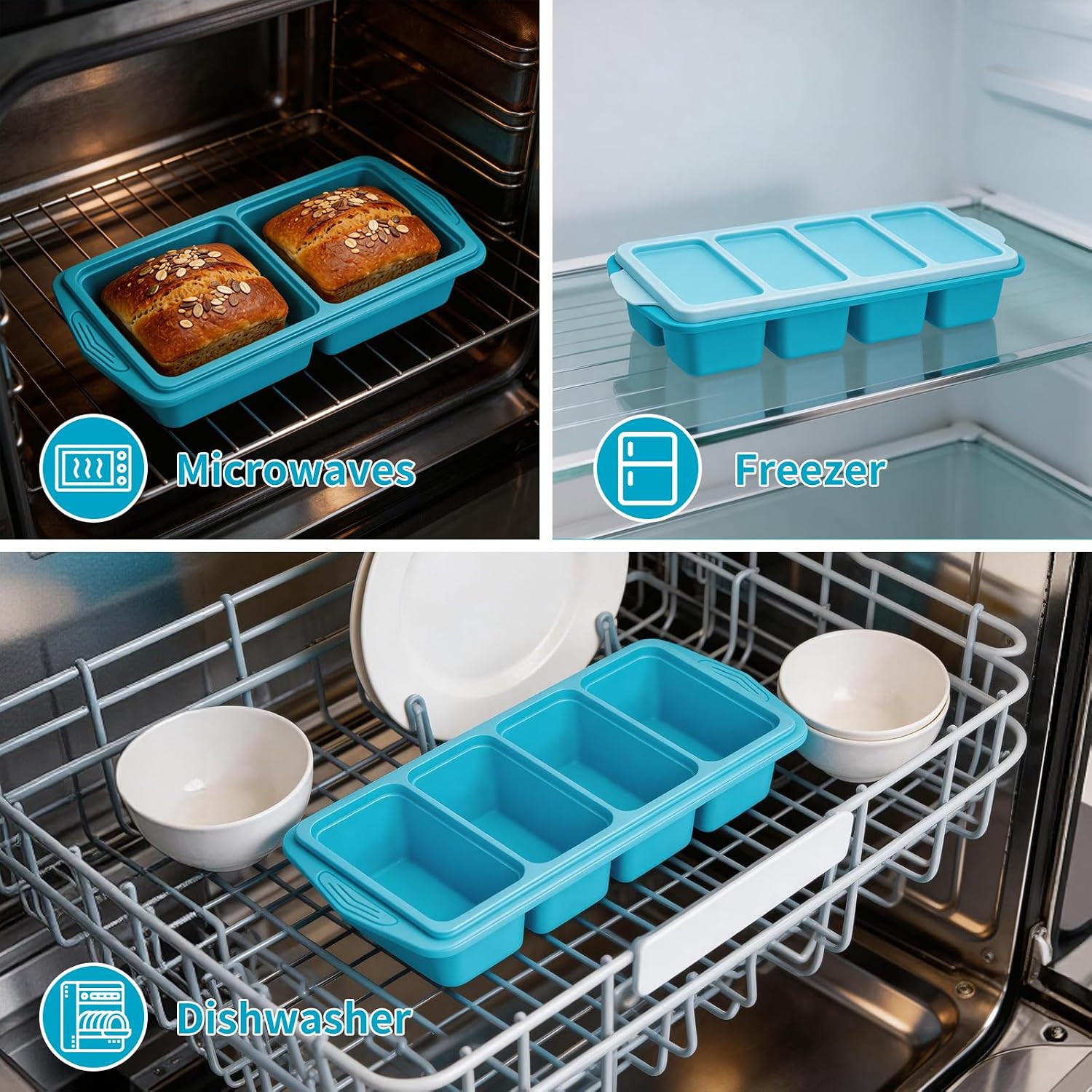 Thumbnail 6 de Souper Cubes: Silicone Freezer Moulds with Lids, 4-Compartment 1L Containers