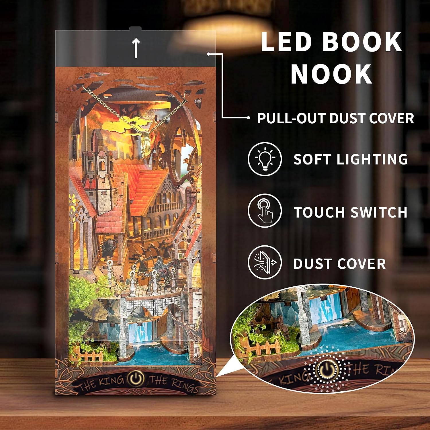 Detalle de STRUCWOOD DIY Book Nook Kit (3D wooden puzzle miniature house) – bookshelf insert decoration