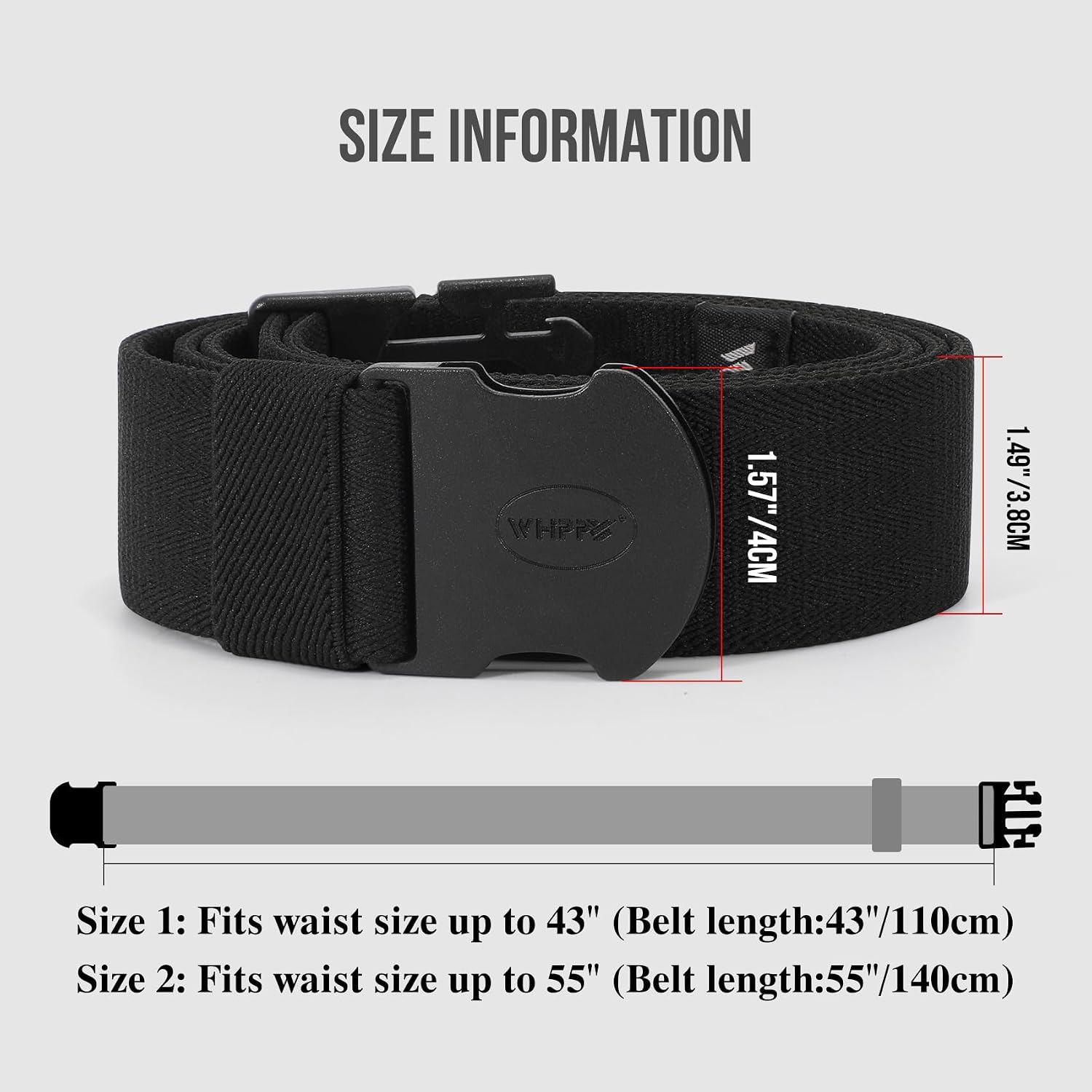 Detalle de WHIPPY Mens Elastic Stretch Work Belt – metal-free quick release unisex adventure web belt