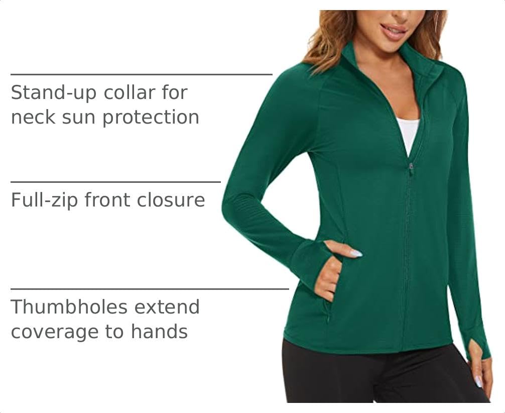Detalle de MAGCOMSEN Women's UPF 50+ Lightweight Athletic Jacket: Full Zip Sun Protection for Outdoor Activities