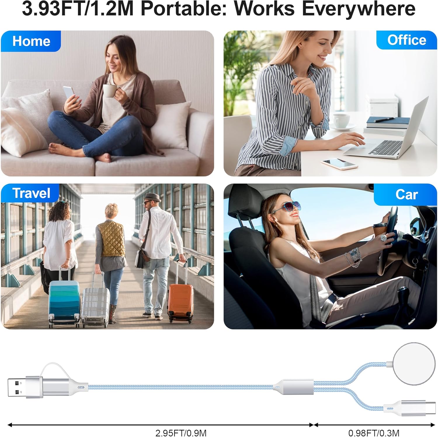 Detalle de 2026 Upgraded 2-in-1 USB-C iPhone & Apple Watch Charger by imodomio (Blue)