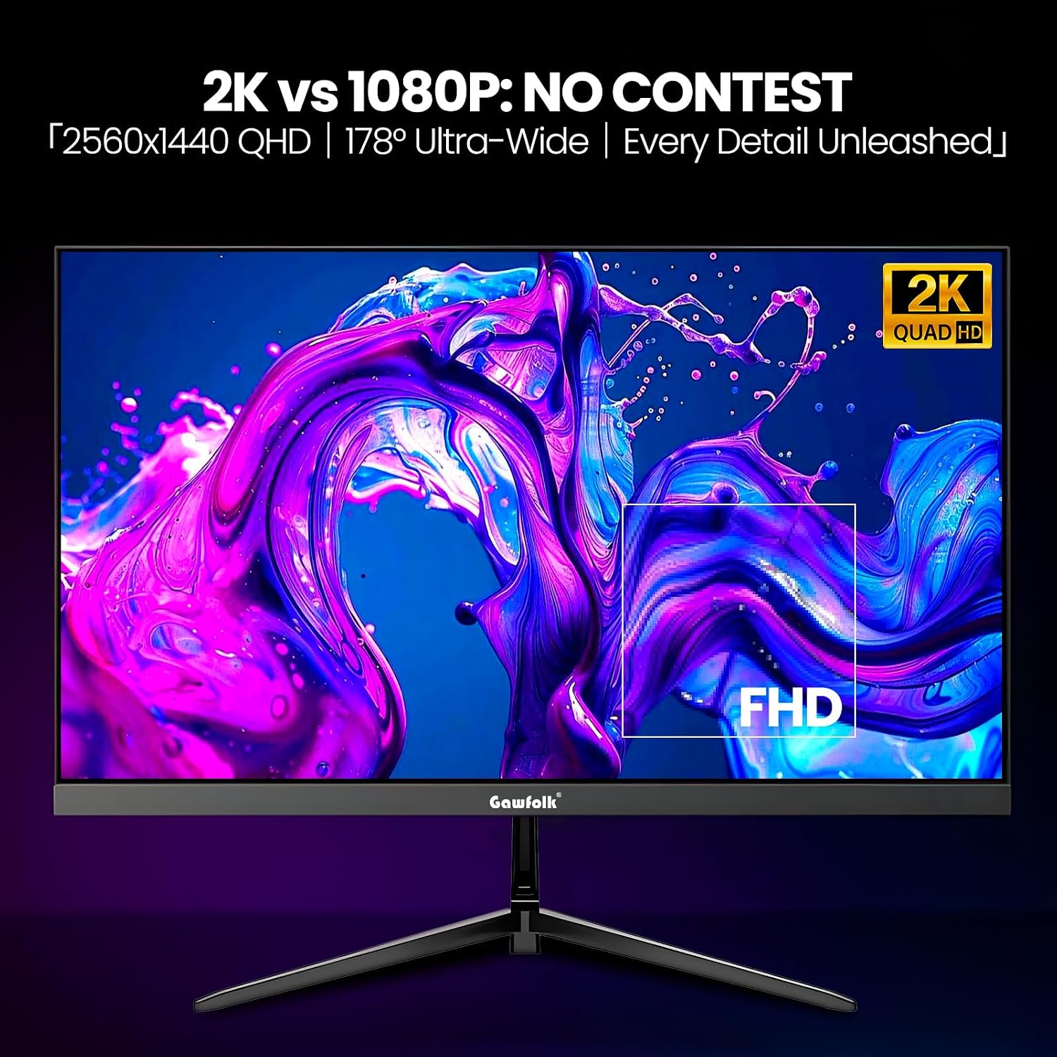 Detalle de Gawfolk 27-inch 2K Gaming Monitor (120Hz, QHD IPS, G-Sync/Adaptive Sync, VESA 75x75)
