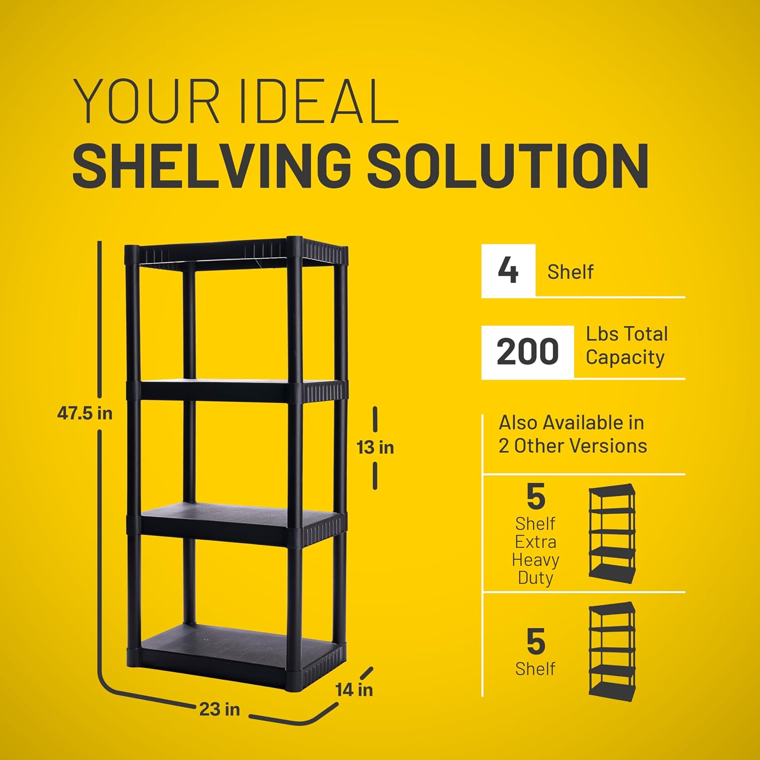 Detalle 2 de Plano PLA9177SB 4-Shelf Plastic Storage Unit, 200 lb Capacity, Black