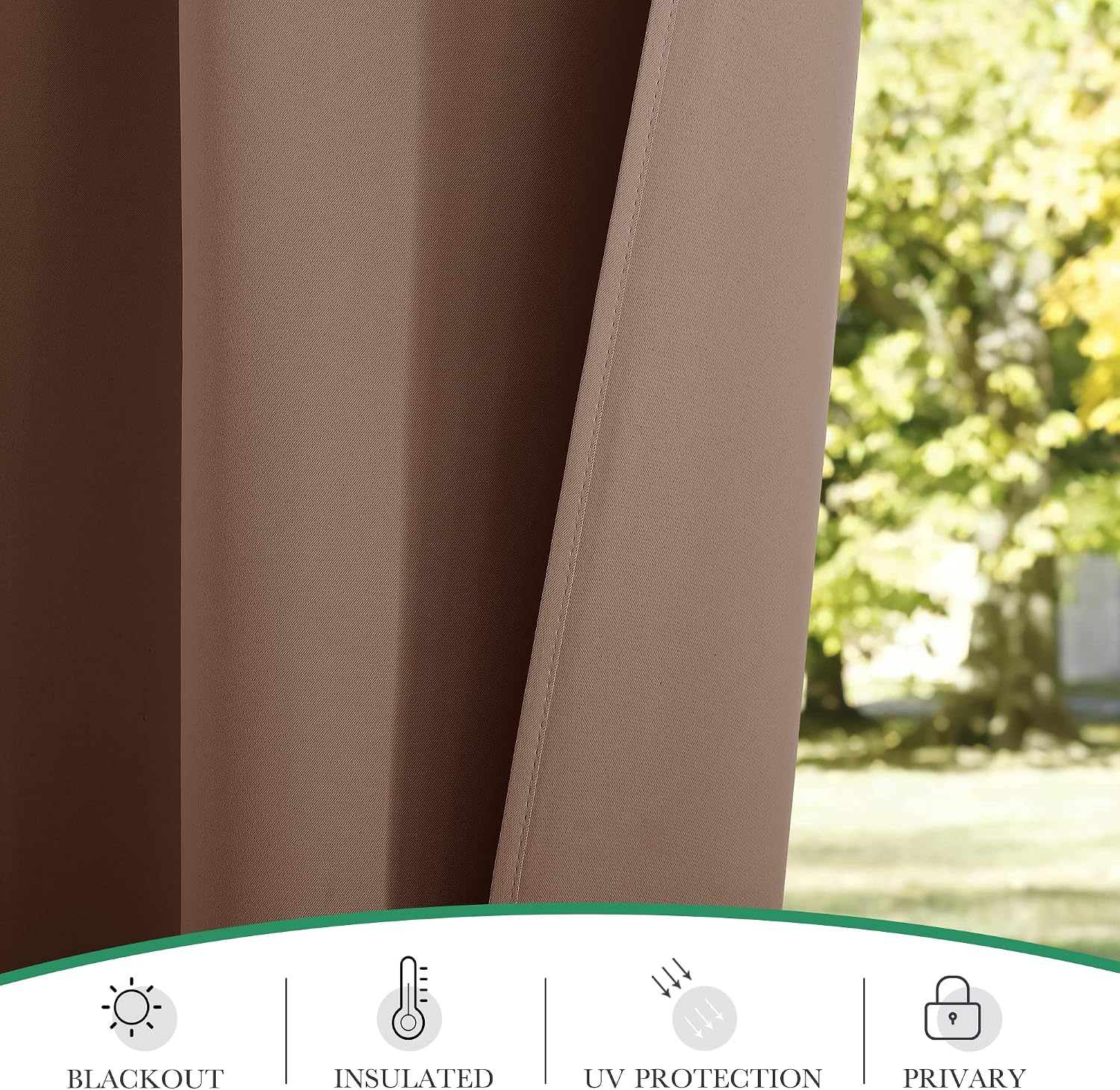 Thumbnail 4 de StangH Curtains Waterproof Outdoor Patio Curtains, Tan, 2 Panels, 52 x 84 in