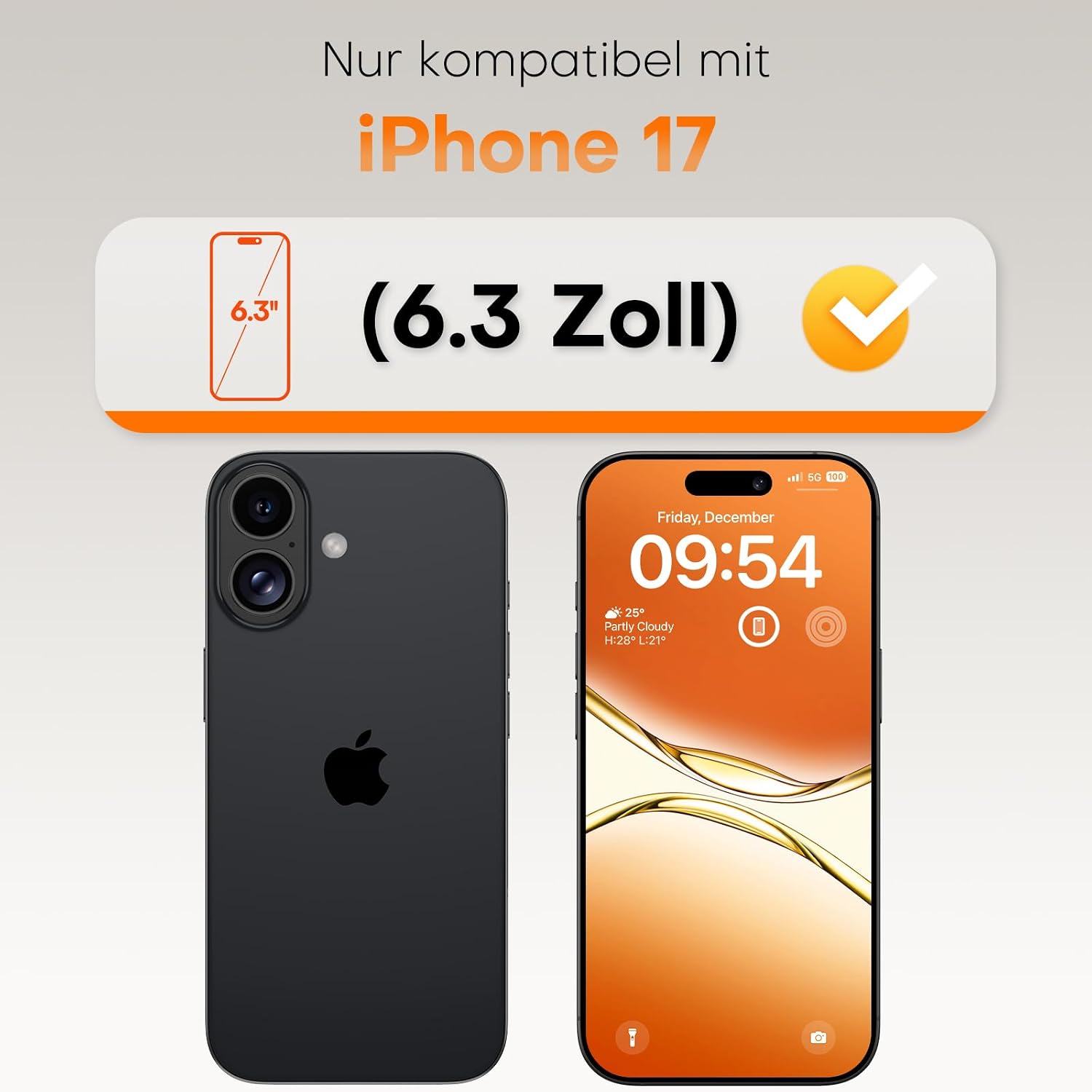 Detalle 2 de TOCOL iPhone 17 Panzerglas 6,3" 2er-Set