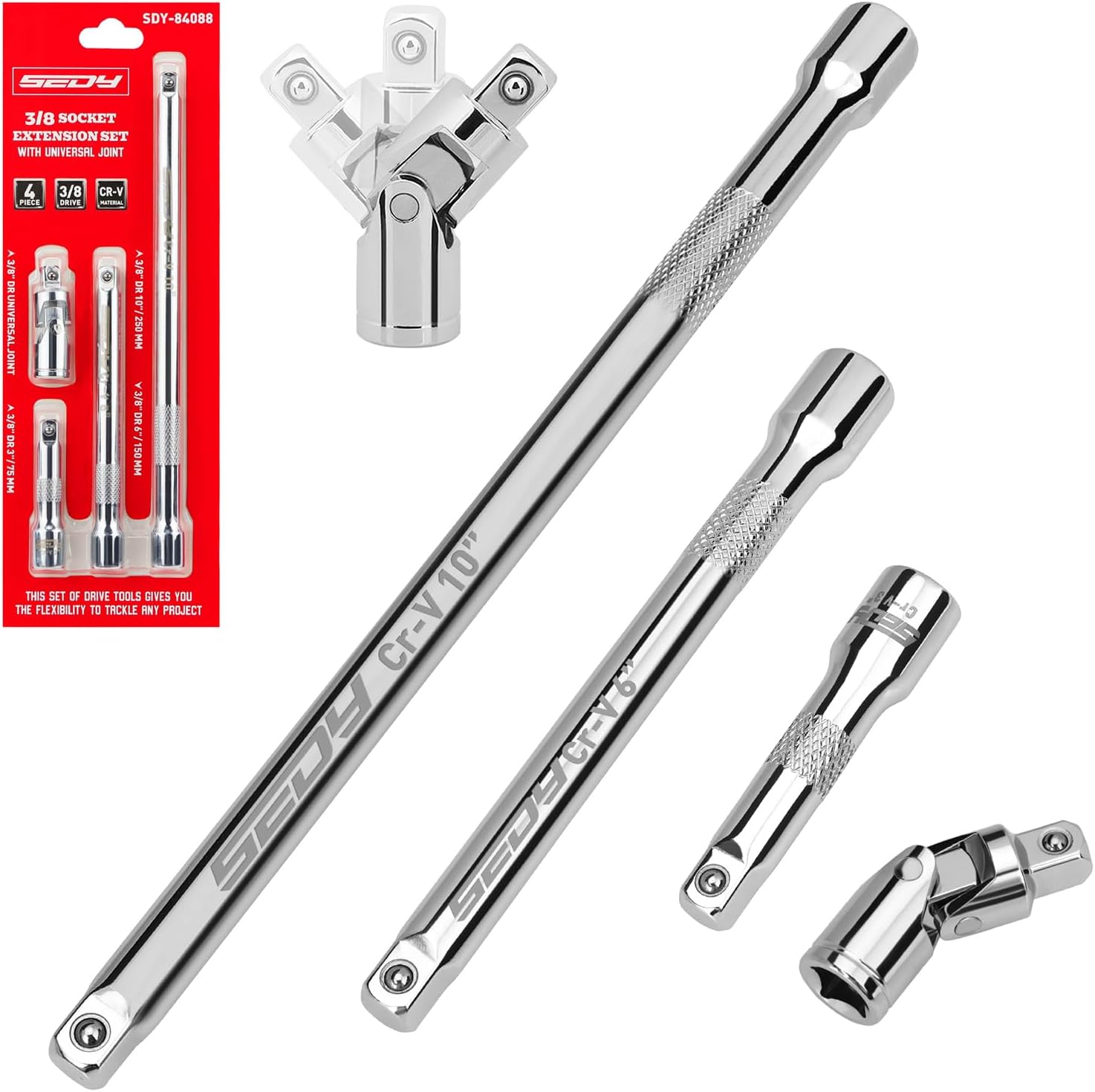 SEDY 4-Piece 3/8in Drive Socket Set