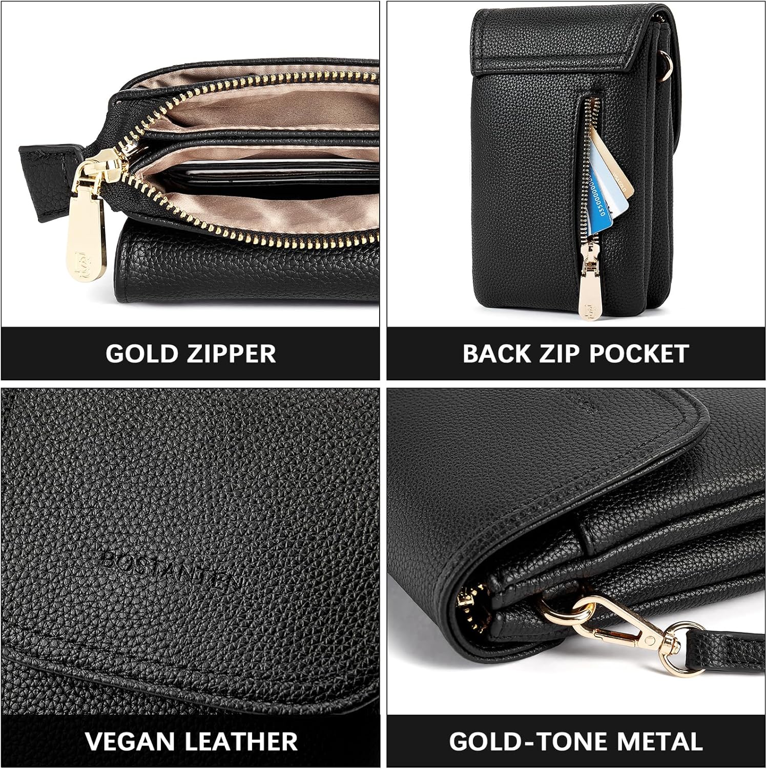 Thumbnail 6 de BOSTANTEN Crossbody Bag for Women (Vegan PU Leather) – Small Phone Wallet Shoulder Bag