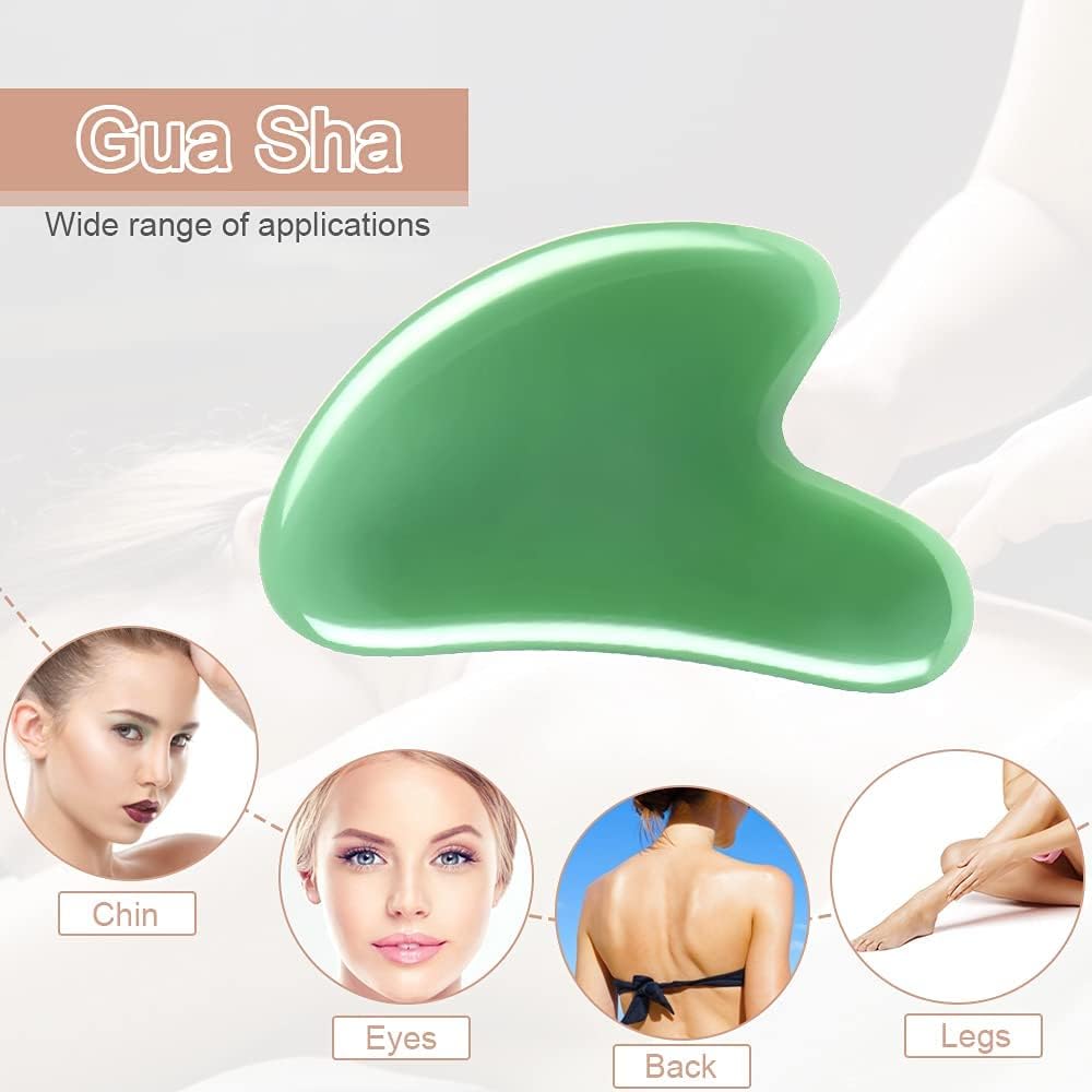 Thumbnail 5 de URAQT Gua Sha in giada naturale (2 pezzi) per viso e collo, strumento rassodante contro rughe e segni di tensione