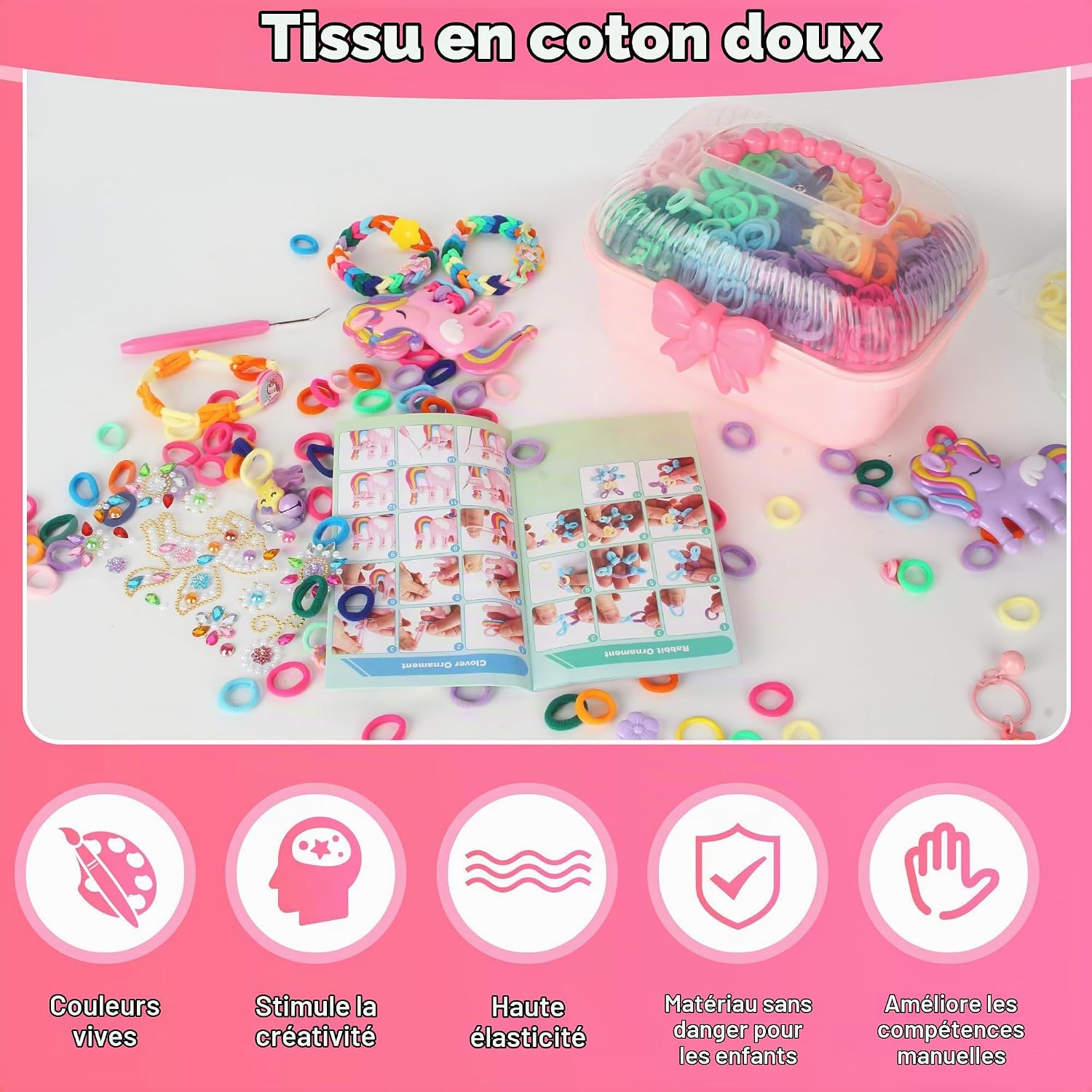 Thumbnail 5 de LIAILA YL-pijintaozhuang loom-bandset met eenhoornkammetjes en roze opbergdoos