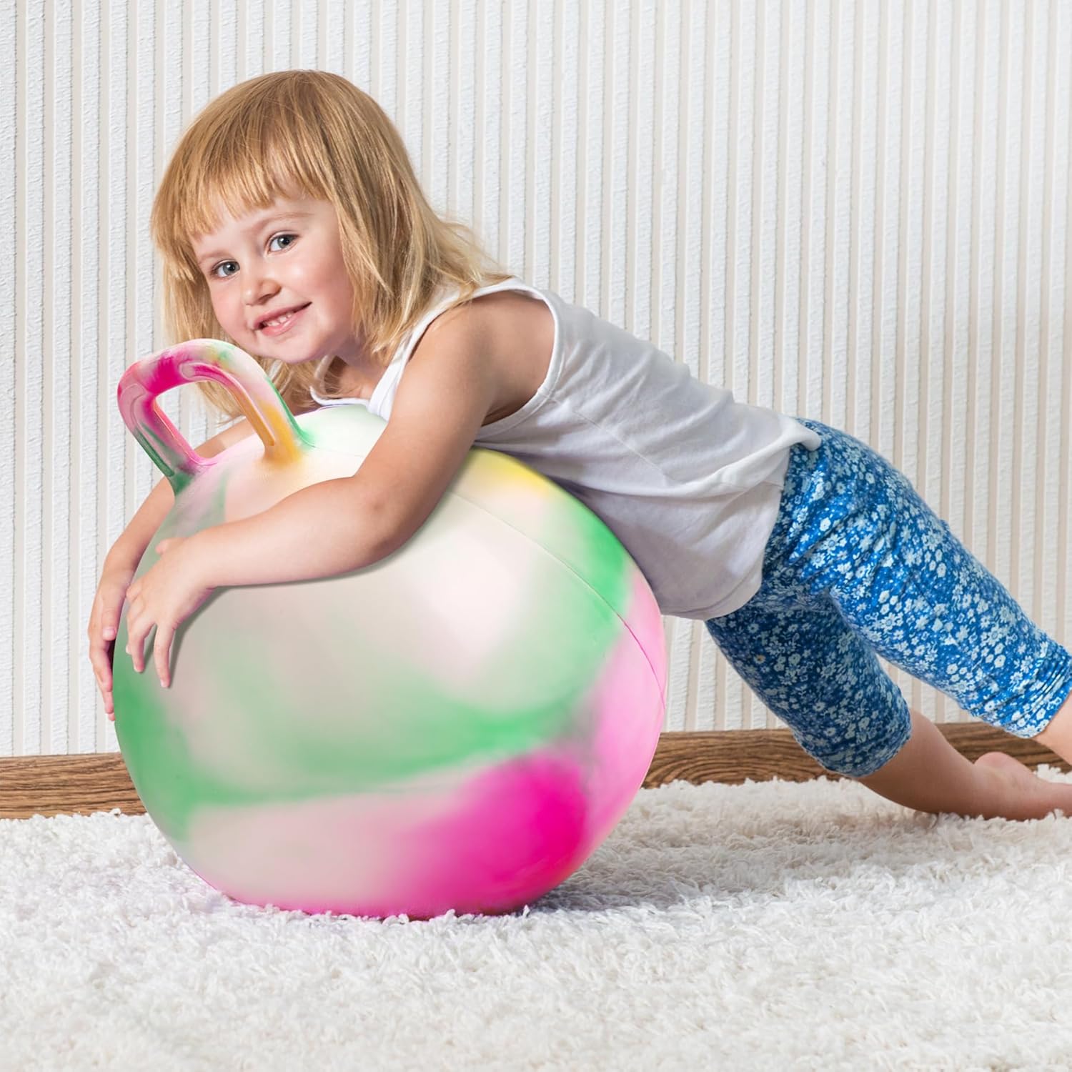 Thumbnail 6 de U&C Planet Space Hopper Ball for Kids (Age 3–6), 18 Inch Bouncy Hopper with Handle & Pump