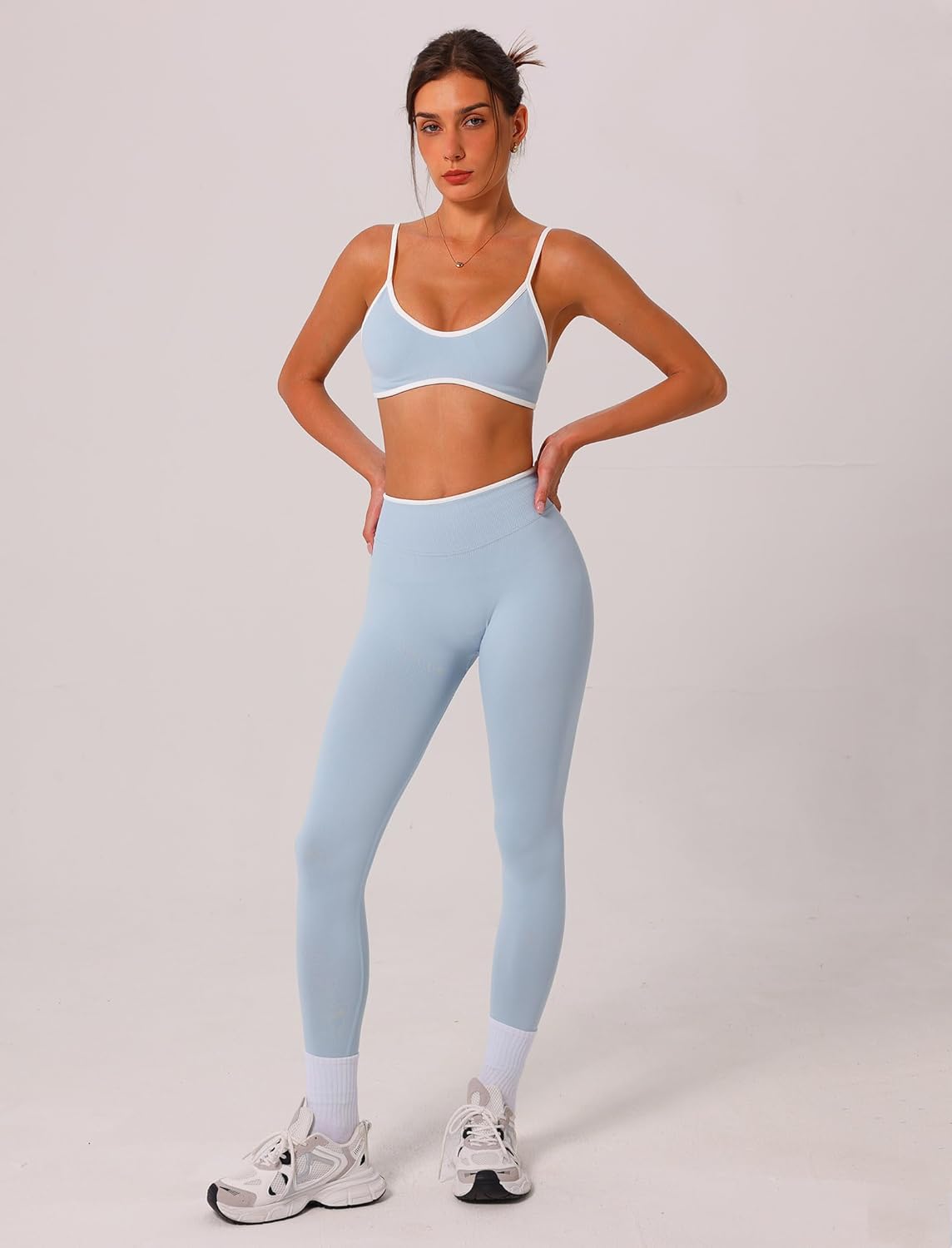 Thumbnail 4 de ABOCIW Women's 2-Piece Seamless Workout Set: Scrunch Butt Leggings + Strappy Sports Bra
