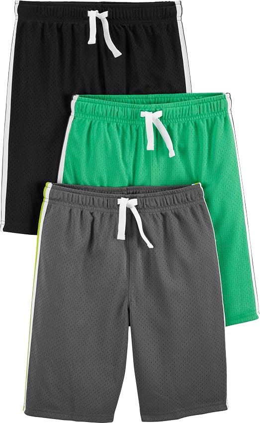 Detalle de Simple Joys Carter's 3-Pack Shorts para Bebés, Azul y Naranja 👶