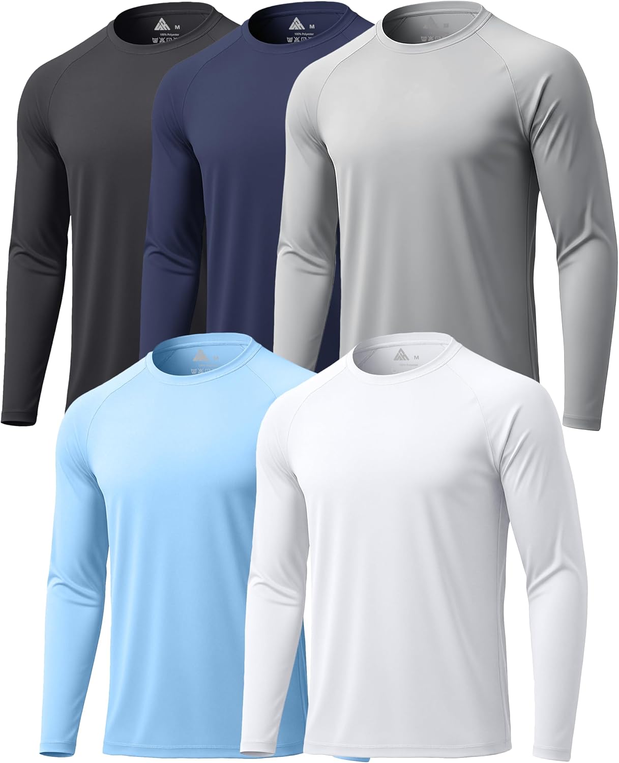 Detalle de Mens Sun Shirt UPF 50+ UV Protection 5 Pack: Long Sleeve Fast-Dry Athletic Tops