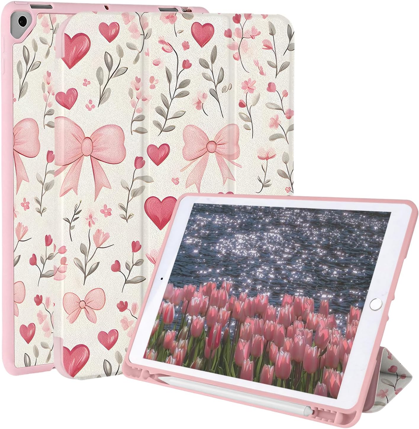 Detalle de Rvciby Hülle für iPad 10,2/10,5 Zoll – Dreifachständer, automatisches Aufwecken, Stiftablage