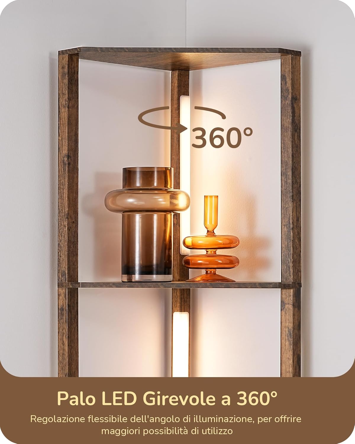 Thumbnail 6 de EDISHINE Lampada da Terra con Ripiani: illuminazione modulare e stile discreto per soggiorno