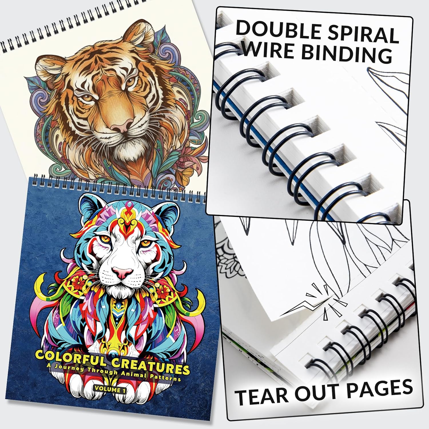 Thumbnail 3 de FUN LAVIE Mandala-Malbuch Tiere für Erwachsene mit Spiralbindung (32 Designs, 25 x 23 cm)