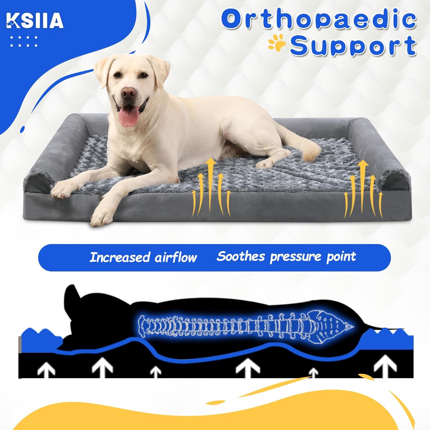 Thumbnail 1 de KSIIA XL Orthopaedic Dog Bed 111x81x18cm