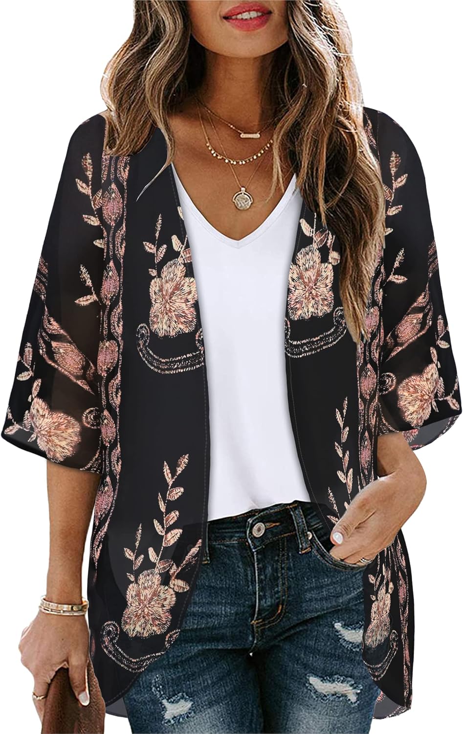 Detalle de CHICGAL Women's Kimono Cardigan in Chiffon