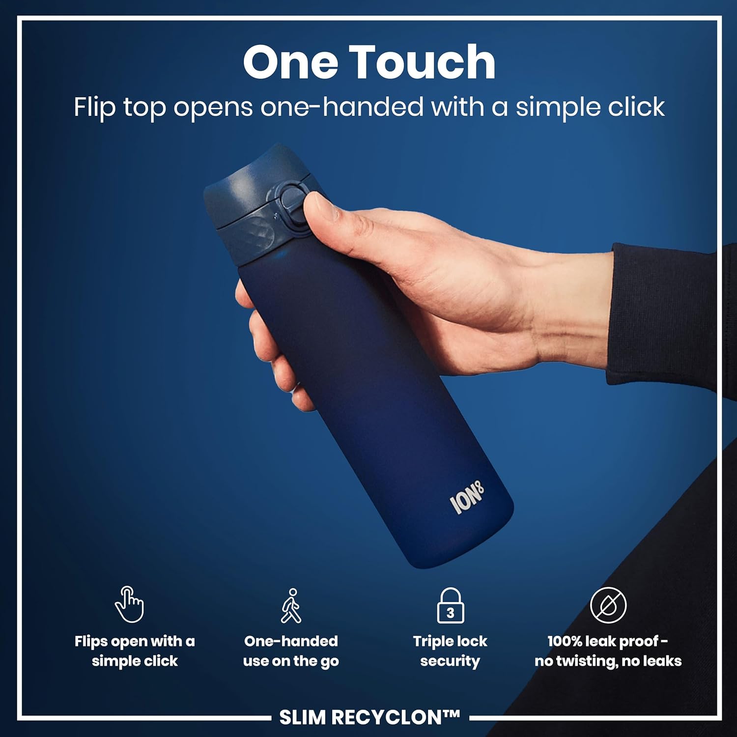 Thumbnail 2 de Ion8 Water Bottle 500 ml / 18 oz – Leak-Proof, BPA Free, Navy