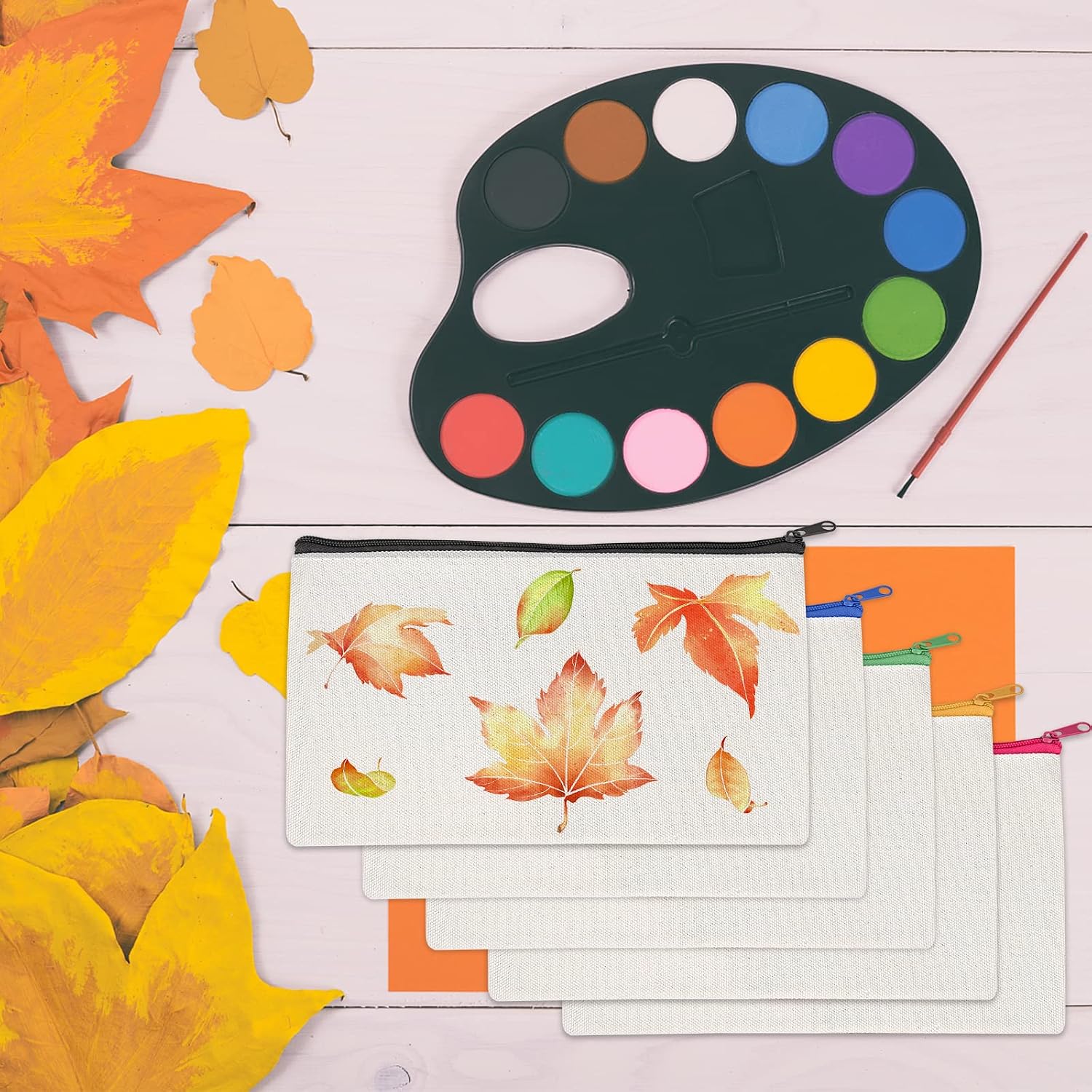 Thumbnail 6 de Cieex DIY Stoff Federmäppchen Blanko Set – 15 Stück, Leinentaschen mit Stiften (21 × 12 cm)
