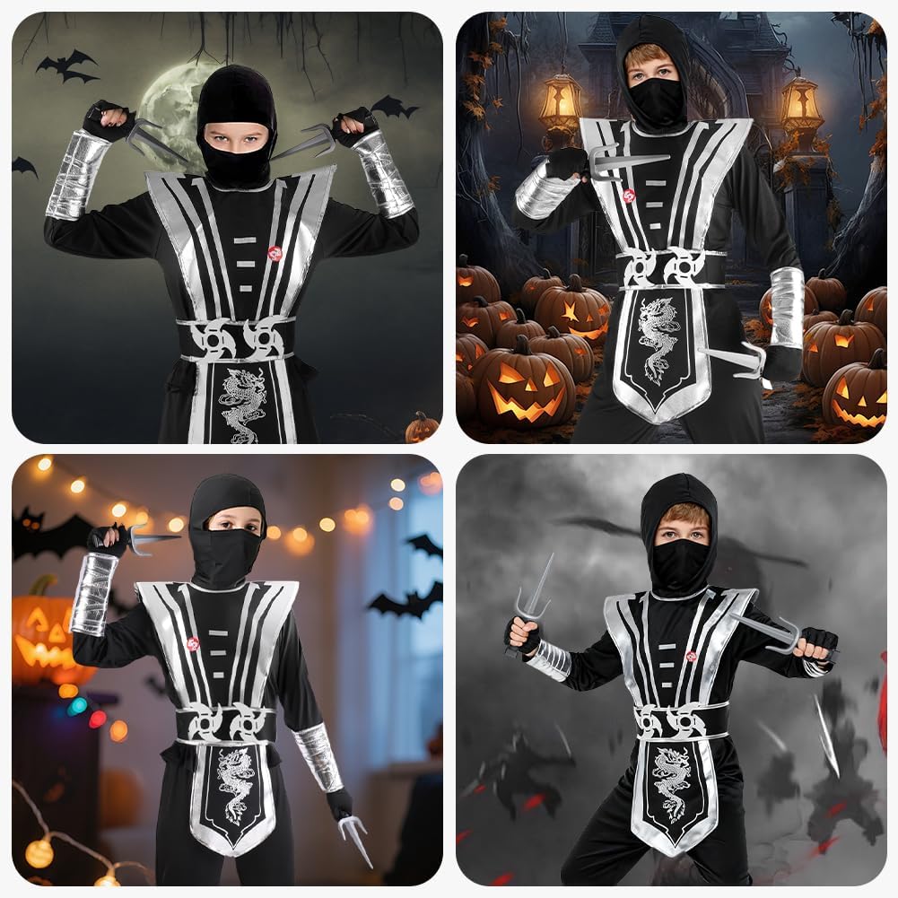 Thumbnail 5 de BSBUY Ninja-Kostüm Kinder (13-teilig) inkl. Maske, Gürtel und Zubehör – für Jungen & Mädchen